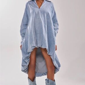 AKIRA Light Blue High Low Denim Dress